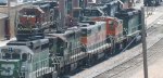 Neat set of BNSF power waiting their assignments at Northtown in 2007.